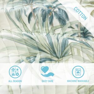 Tommy Bahama - King Quilt, Cotton Reversible Bedding, Pre-Washed for Added Softness (Serenity Palm Blue, King)