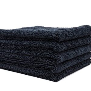 Autofiber Zeroedge Detailing Towel (Pack of 5) Edgeless Microfiber Polishing, Buffing, Window, Glass, Waterless, Rinseless, Car Wash Towels, 360 GSM (Black)