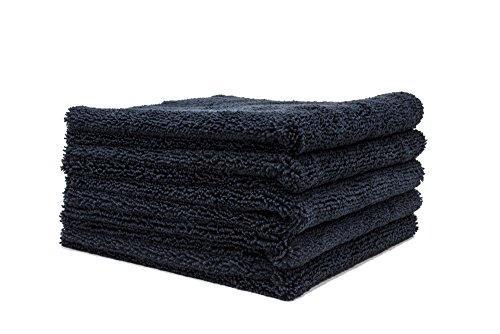 Autofiber Zeroedge Detailing Towel (Pack of 5) Edgeless Microfiber Polishing, Buffing, Window, Glass, Waterless, Rinseless, Car Wash Towels, 360 GSM (Black)