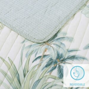 Tommy Bahama - King Quilt, Cotton Reversible Bedding, Pre-Washed for Added Softness (Serenity Palm Blue, King)