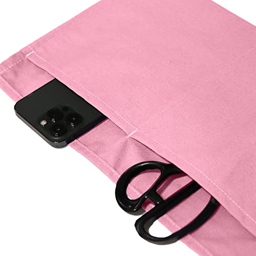 DALIX Waist Aprons Commercial Restaurant Home Bib Spun Poly Cotton Kitchen (3 Pockets) (1, Pink)