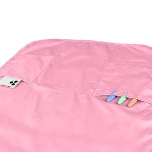 DALIX Apron Commercial Restaurant Home Bib Spun Poly Cotton Kitchen Aprons (2 Pockets) in Pink