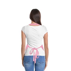 DALIX Apron Commercial Restaurant Home Bib Spun Poly Cotton Kitchen Aprons (2 Pockets) in Pink