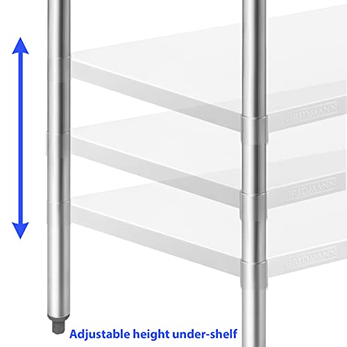 GRIDMANN Stainless Steel Kitchen Prep Table 60 x 24 Inches with Backsplash & Under Shelf, NSF Commercial Work Table for Restaurant and Home