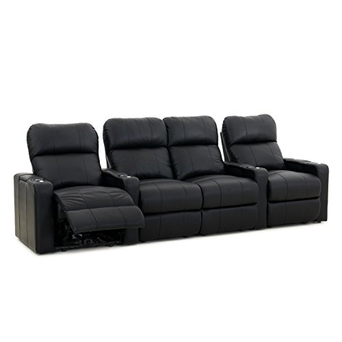 Octane Turbo XL700 Black Bonded Leather with Manual Recline (Row of 4 Straight Middle Loveseat)