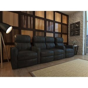 Octane Turbo XL700 Black Bonded Leather with Manual Recline (Row of 4 Straight Middle Loveseat)