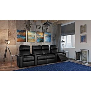 Octane Turbo XL700 Black Bonded Leather with Manual Recline (Row of 4 Straight Middle Loveseat)