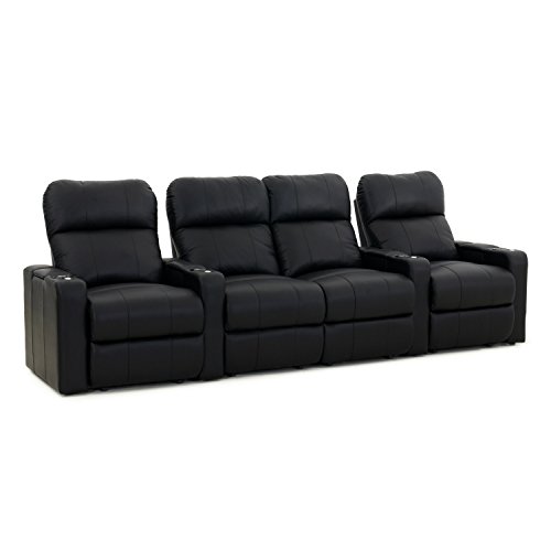 Octane Turbo XL700 Black Bonded Leather with Manual Recline (Row of 4 Straight Middle Loveseat)