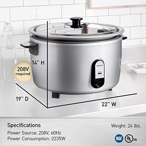 Panasonic Commercial Rice Cooker, 208V Extra-Large Capacity 80-Cup (Cooked), 40-Cup (Uncooked) with One-Touch Operation - SR-GA721L - Silver