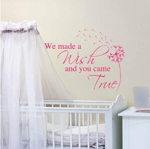 we made a wish and you came true wall sticker, dandelion nursery decor, 30 colors & several sizes