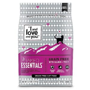 I AND LOVE AND YOU Naked Essentials Dry Cat Food - Grain Free Kibble (Variety of Flavors), Salmon + Trout, 3.4 Lb