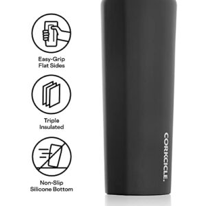Corkcicle Canteen - Water Bottle and Thermos - Keeps Beverages Cold for Over 25, Hot for Over 12 Hours - Triple Insulated with Shatterproof Stainless Steel Construction - Matte Black - 25 oz.