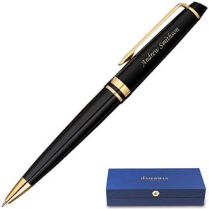 dayspring pens personalized waterman pen | engraved waterman expert black with gold trim ballpoint. custom engraved gift pen personalized and shipped