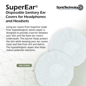 SuperEar Disposable Sanitary Ear Covers for Headphones and Headsets - Ear Covers for Enhanced Ear Protection and Hygiene: Keep Your Ears Clean, Safe, and Comfortable - 100 Individual Covers and 2.5"