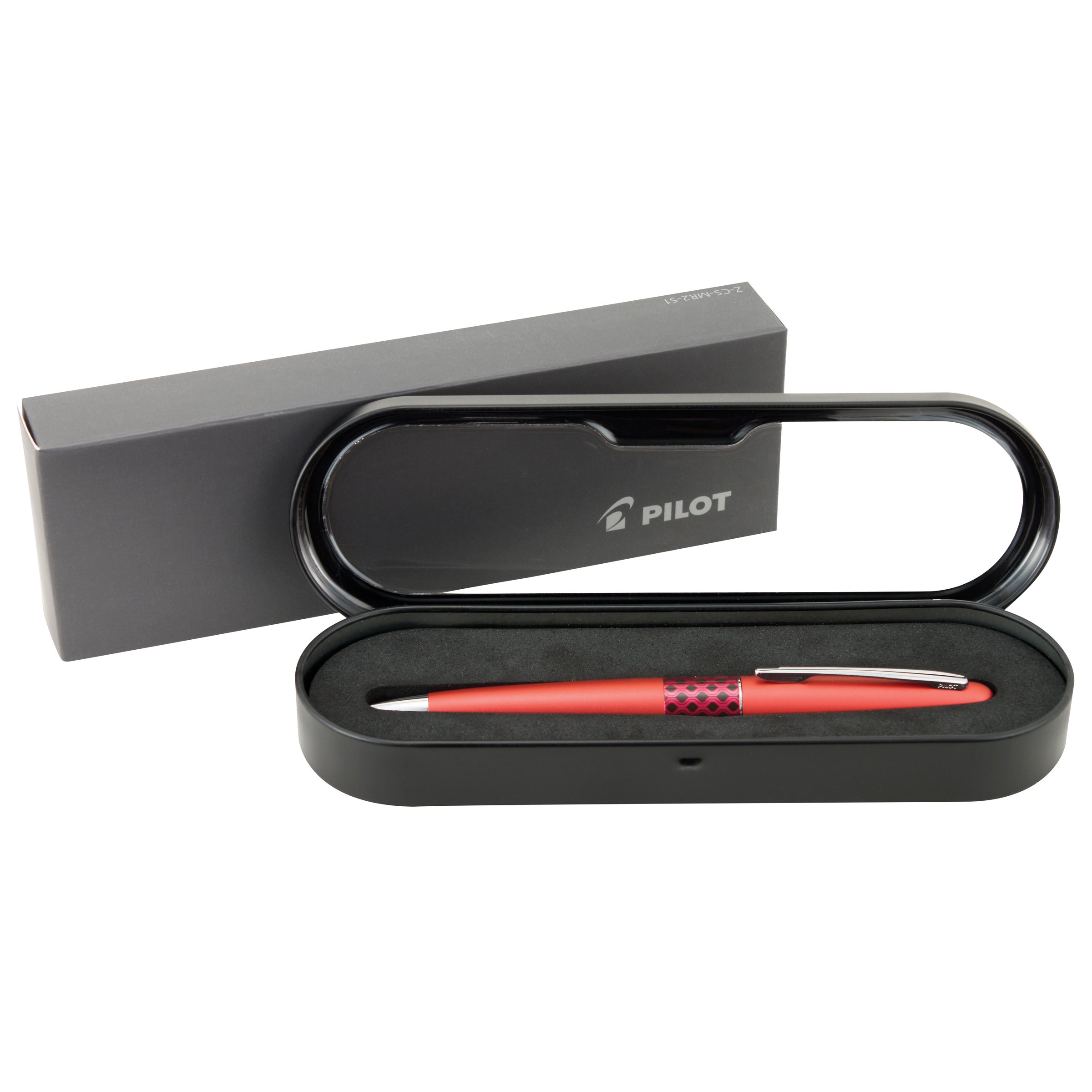 PILOT MR Retro Pop Collection Ballpoint Pen in Gift Box, Red Barrel with Wave Accent, Medium Point Stainless Steel Nib, Refillable Black Ink (91422)