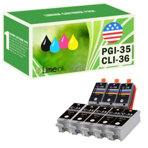 limeink 8 pack compatible pgi-35 & cli-36 ink cartridges (5 black, 3 color) color set use for pixma ip100 pixma ip110 series printers 1509b002 1511b002