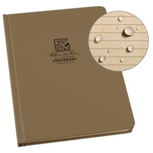 rite in the rain weatherproof hard cover notebook, tan cover, universal pattern (no. 970tf-lg), 8.75 x 6.75 x 0.625