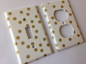 gold white polka dots light switch cover various sizes offered