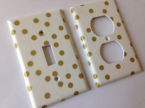 Gold White Polka Dots Light Switch Cover Various Sizes Offered