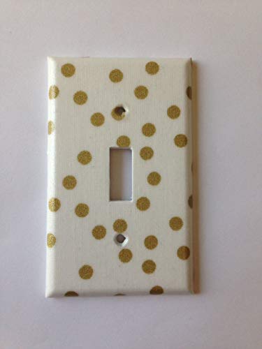 Gold White Polka Dots Light Switch Cover Various Sizes Offered