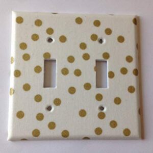 Gold White Polka Dots Light Switch Cover Various Sizes Offered