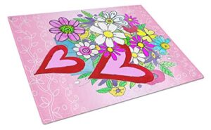 caroline's treasures pjc1040lcb true love bouquet valentine's day glass cutting board large decorative tempered glass kitchen cutting and serving board large size chopping board