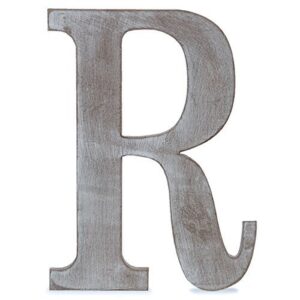 the lucky clover trading r wood block, 14" l, charcoal grey wall letter, gray
