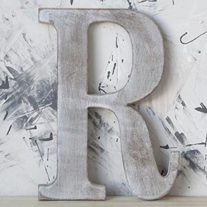 The Lucky Clover Trading R Wood Block, 14" L, Charcoal Grey Wall Letter, Gray