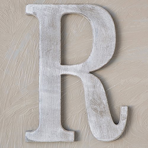 The Lucky Clover Trading R Wood Block, 14" L, Charcoal Grey Wall Letter, Gray