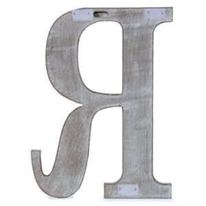 The Lucky Clover Trading R Wood Block, 14" L, Charcoal Grey Wall Letter, Gray