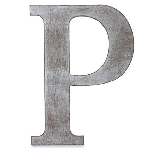 The Lucky Clover Trading P Wood Block, 24" L, Charcoal Grey Wall Letter, Gray