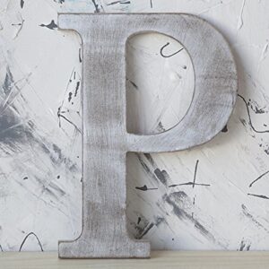 The Lucky Clover Trading P Wood Block, 24" L, Charcoal Grey Wall Letter, Gray