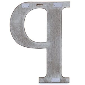 The Lucky Clover Trading P Wood Block, 24" L, Charcoal Grey Wall Letter, Gray