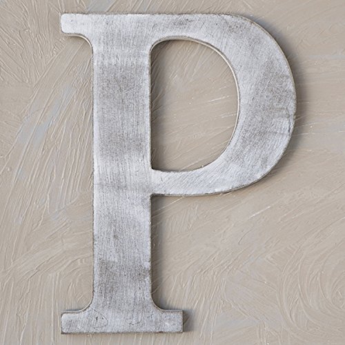 The Lucky Clover Trading P Wood Block, 24" L, Charcoal Grey Wall Letter, Gray