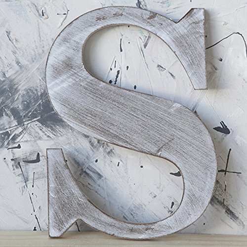 The Lucky Clover Trading S Wood Block, 24" L, Charcoal Grey Wall Letter, Gray