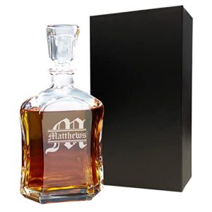 personalized whiskey decanter, custom engraved liquor decanter - 23 oz
