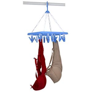 home basics 20 hook hanging clothing drying rack, rotates 360 degrees, indoor and outdoor, blue