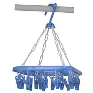 Home Basics 20 Hook Hanging Clothing Drying Rack, Rotates 360 Degrees, Indoor and Outdoor, Blue