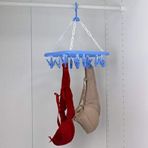 Home Basics 20 Hook Hanging Clothing Drying Rack, Rotates 360 Degrees, Indoor and Outdoor, Blue