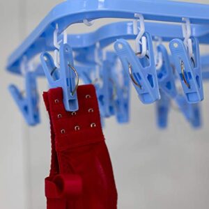 Home Basics 20 Hook Hanging Clothing Drying Rack, Rotates 360 Degrees, Indoor and Outdoor, Blue