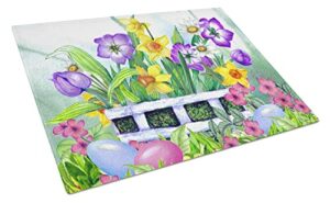 caroline's treasures pjc1099lcb finding easter eggs glass cutting board large decorative tempered glass kitchen cutting and serving board large size chopping board