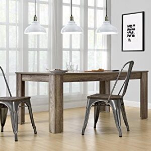 DHP Fusion Metal Dining Chair with Wood Seat, Distressed Metal Finish for Industrial Appeal, Set of two, Antique Gun Metal