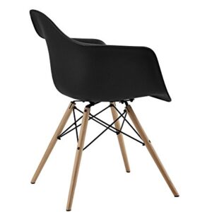 DHP C013701 Mid Century Modern Chair with Molded Arms and Wood Legs, Black