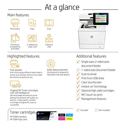 HP Color LaserJet Enterprise MFP M577dn Duplex Printer with One-Year, Next-Business Day, Onsite Warranty (B5L46A)