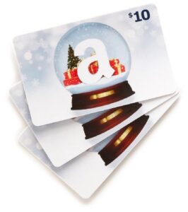 amazon.com $10 gift cards, pack of 3 (holiday globe card design)