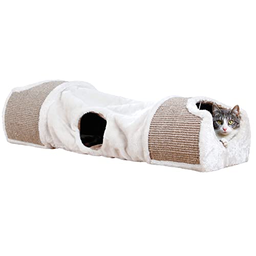 TRIXIE Cuddly Condos with Tunnel, Sisal Scratching Surface, Cream/Brown