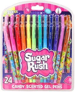 scentos scented gel pens - 24-count - assorted color pens for kids or adults in sugar rush candy scents - cool writing & journaling gift idea