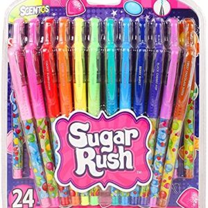 Scentos Scented Gel Pens - 24-Count - Assorted Color Pens for Kids or Adults in Sugar Rush Candy Scents - Cool Writing & Journaling Gift Idea