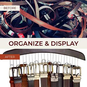 Richards Homewares Belt Hanger Rack for Closet Organization and Storage Display Holder with 12 Hooks, Wood and Chrome Accents, Dark Walnut, 75532