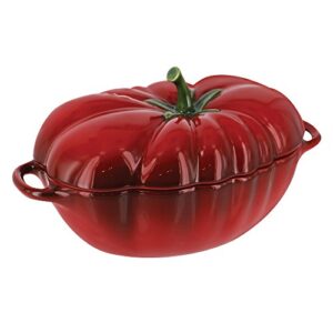staub ceramics dutch oven 16-oz petite tomato cocotte, cherry